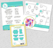 Load image into Gallery viewer, Taylored Expressions - Birthday Vibes - Stamp Set, Die Set and Stencil Set Bundle