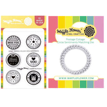 Load image into Gallery viewer, Waffle Flower - Postage Collage Circle Sentiments - Stamp Set and Die Set Bundle