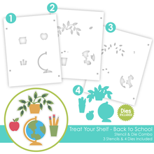 Load image into Gallery viewer, Taylored Expressions - Treat Your Shelf - Back to School - Die Set and Layering Stencil Set