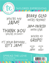 Load image into Gallery viewer, Taylored Expressions - Spread the Love - Stamp Set and Die Set / Toast to My Jam Die Set / The Insiders - Let’s Jam Bundle
