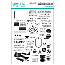 Load image into Gallery viewer, Gina K Designs - Patriotic Heroes - Stamp Set and Die Set Bundle