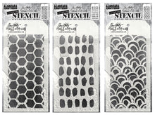 Load image into Gallery viewer, Stampers Anonymous - Tim Holtz - Layering Stencil Set - Brush Hex, Brush Mark and Brush Arch