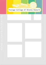 Load image into Gallery viewer, Waffle Flower - Postage Collage A7 Blocks Stencil