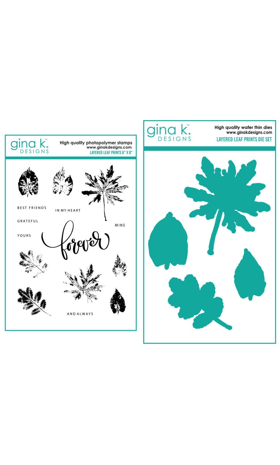 Gina K Designs - Layered Leaf Prints - Stamp Set and Die Set Bundle ...