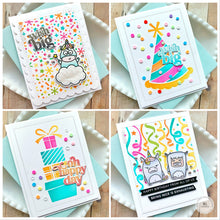 Load image into Gallery viewer, Taylored Expressions - Create-In-Quads - Birthday Layering Stencils with Birthday Presents Die