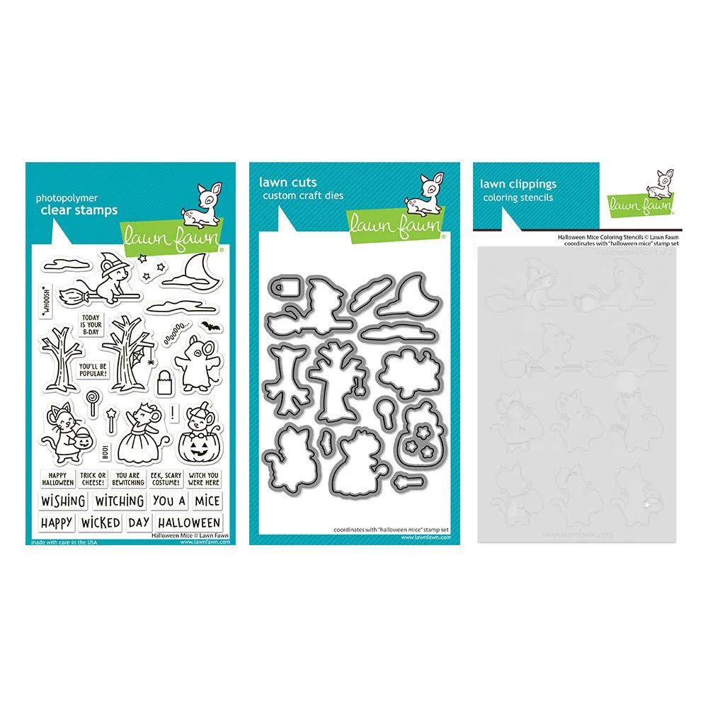 Lawn Fawn - Halloween Mice - Stamp, Die and Stencil Bundle
