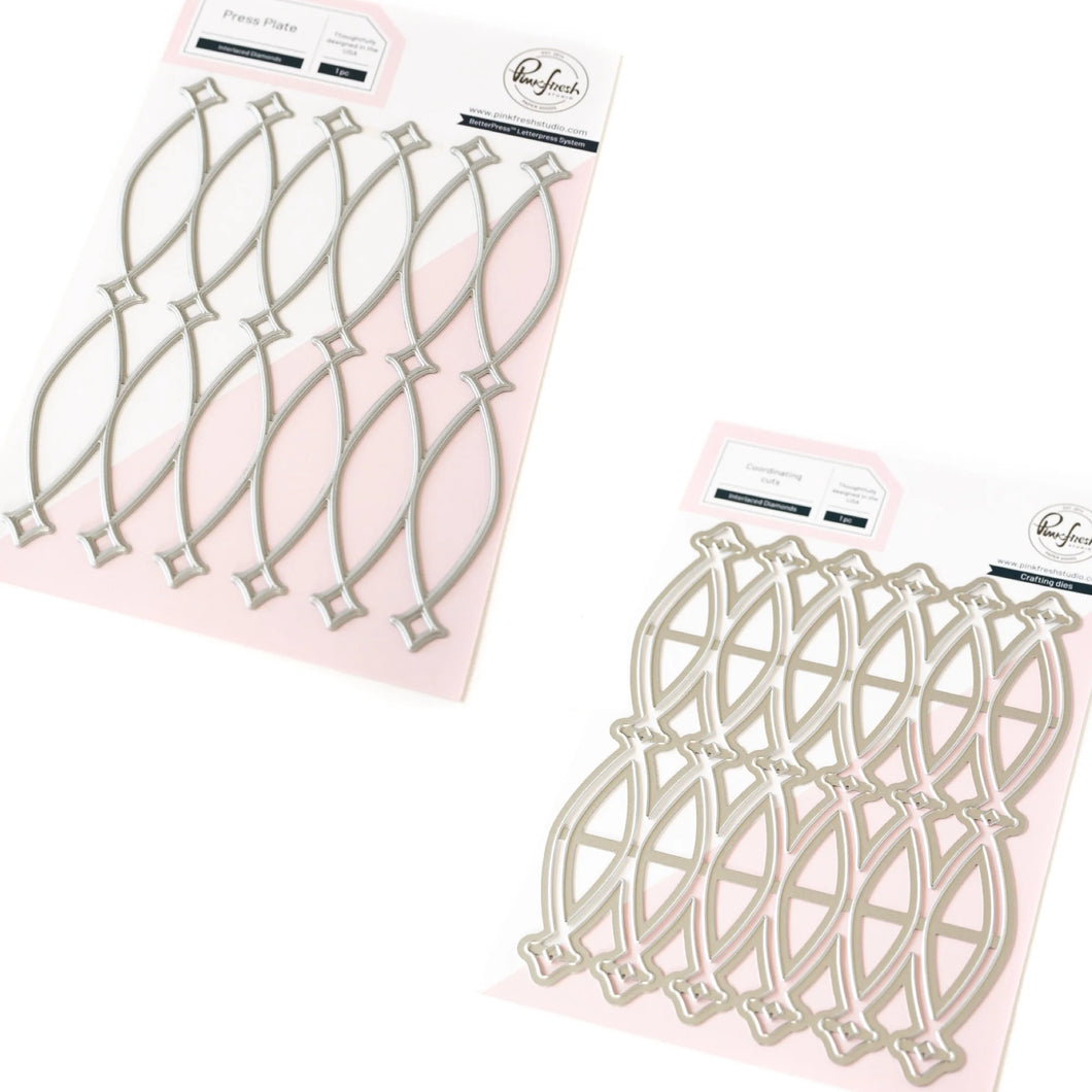 Pinkfresh Studio - Interlaced Diamonds Die and Press Plate Bundle