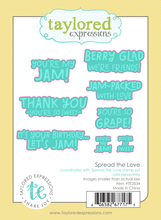 Load image into Gallery viewer, Taylored Expressions - Spread the Love - Stamp Set and Die Set / Toast to My Jam Die Set / The Insiders - Let’s Jam Bundle
