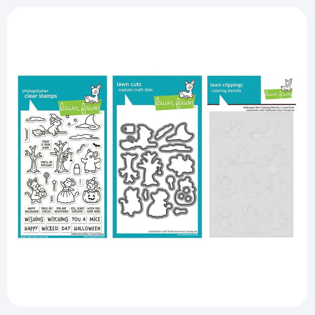 Lawn Fawn - Halloween Mice - Stamp, Die and Stencil Bundle