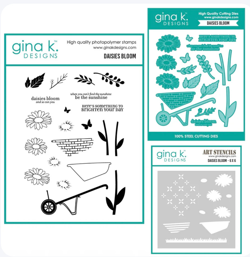 Gina K Designs - Daisies Bloom - Stamp Set, Die Set and Stencil Bundle