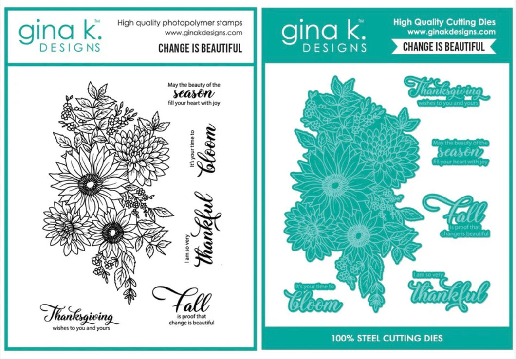 Gina K Designs - Change is Beautiful - Stamp Set and Die Set Bundle