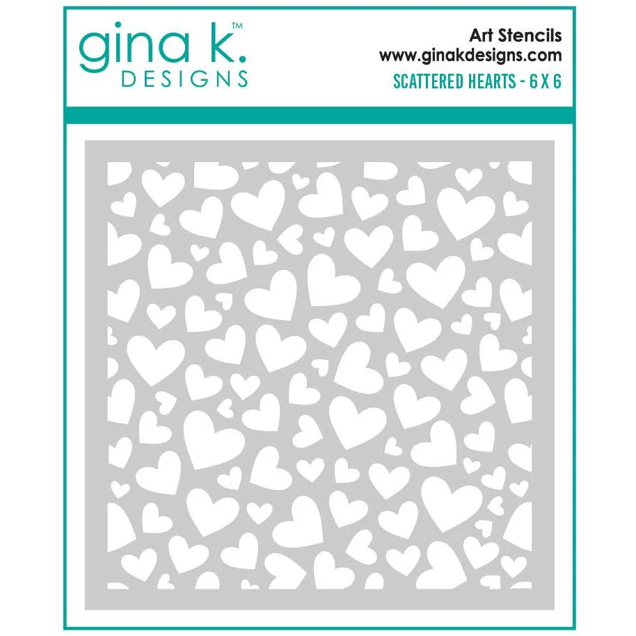 Gina K Designs - Stencil - Scattered Hearts
