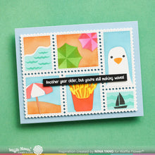 Load image into Gallery viewer, Waffle Flower - Postage Collage Beach Days Stencil
