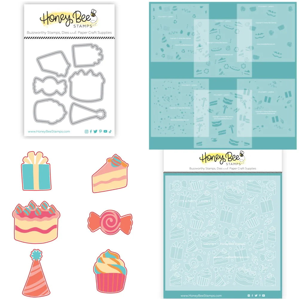Honey Bee Stamps - It’s A Party - Die Set and Stencil Set Bundle