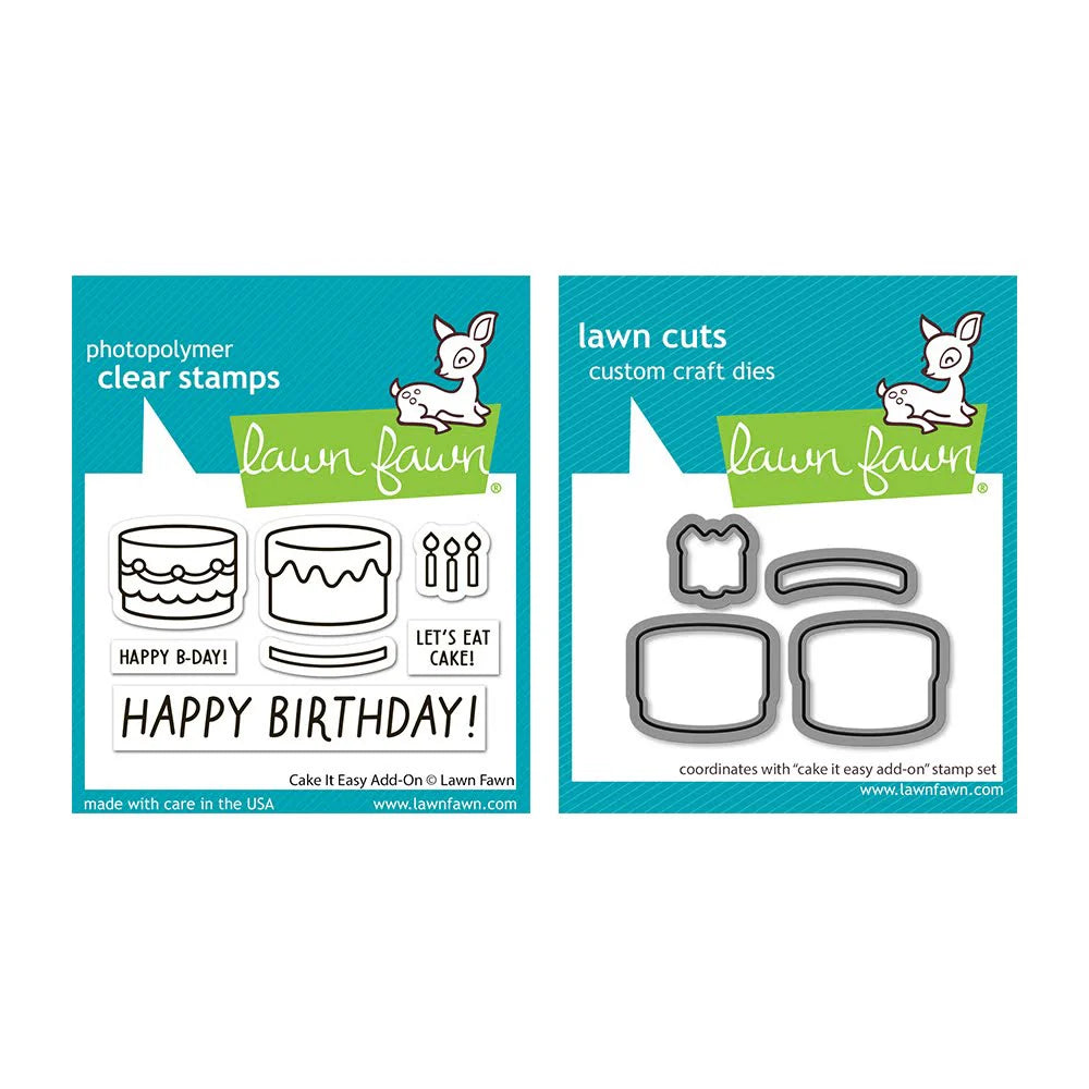 Lawn Fawn - Cake it Easy Add-On - Stamp and Die Set Bundle