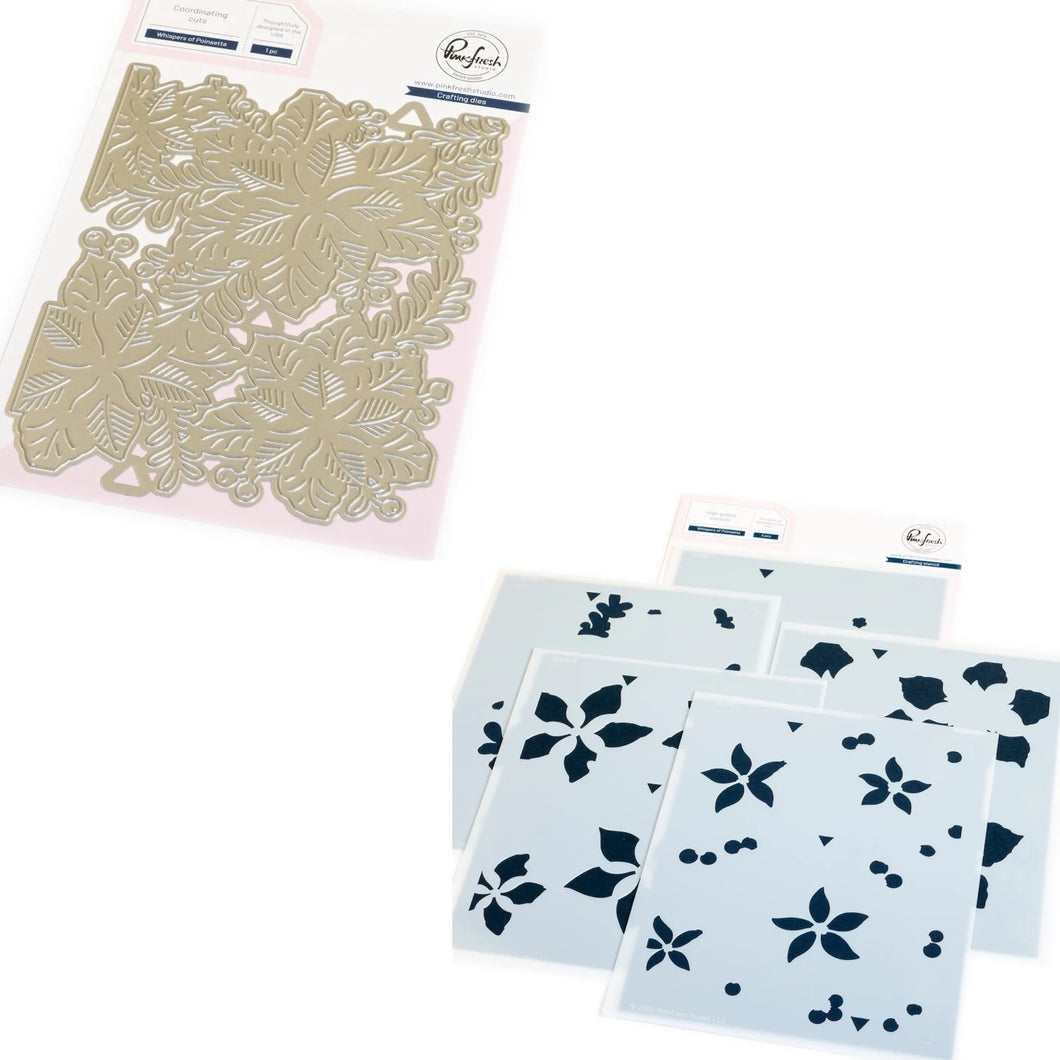 Pinkfresh Studio - Whispers of Poinsettias - Stencil Set and Die Set Bundle