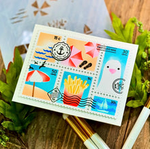 Load image into Gallery viewer, Waffle Flower - Postage Collage Beach Days Stamp Set
