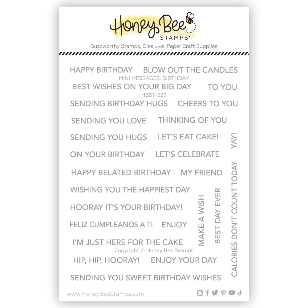Honey Bee Stamps - Mini Messages: Birthday Stamp Set