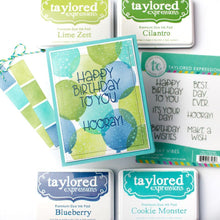 Load image into Gallery viewer, Taylored Expressions - Birthday Vibes - Stamp Set, Die Set and Stencil Set Bundle
