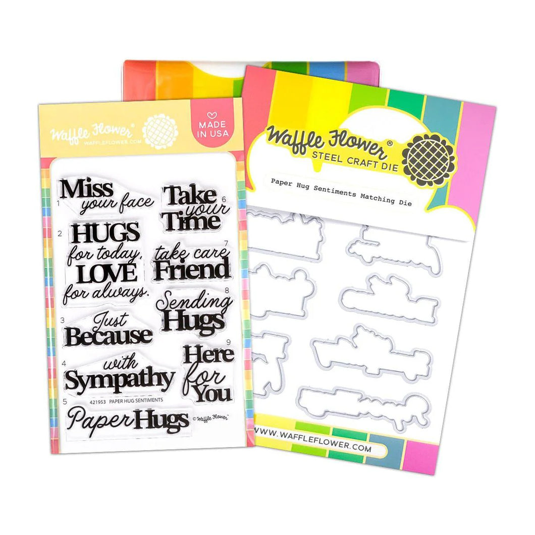 Waffle Flower - Paper Hug Sentiments - Stamp Set and Die Set Bundle