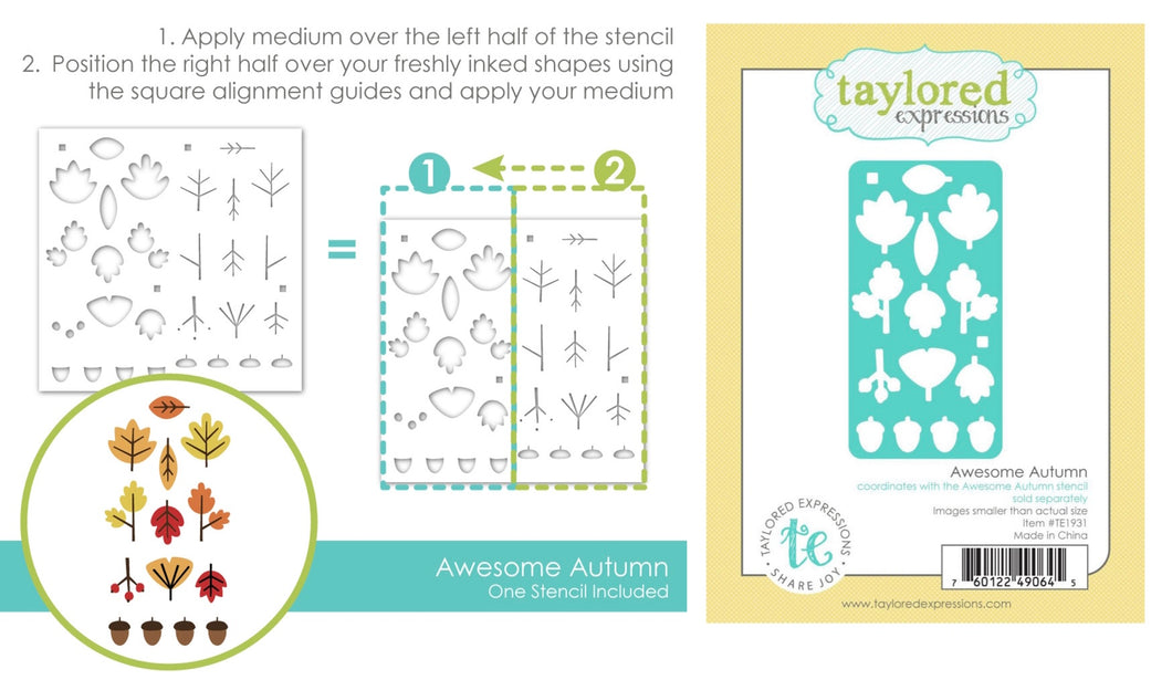 Taylored Expressions - Awesome Autumn Stencil Set and Die Set Bundle