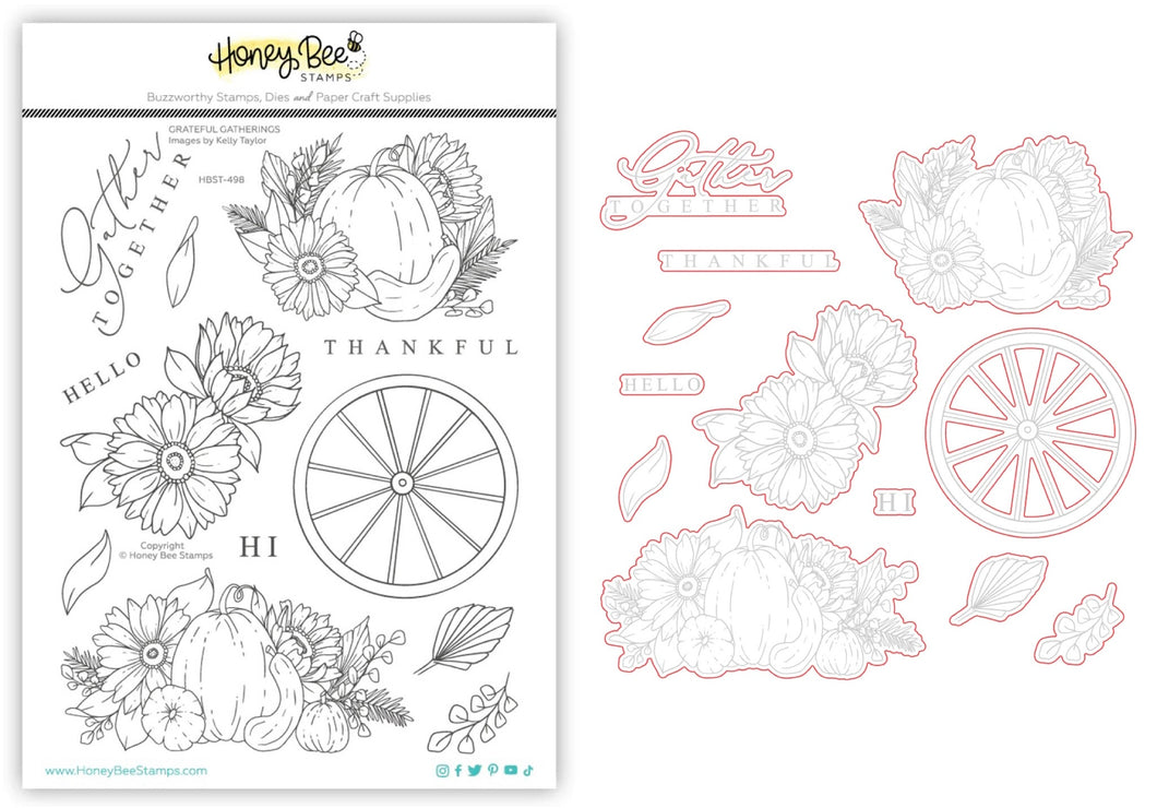 Honey Bee Stamps - Grateful Gatherings - Stamp Set and Die Set Bundle