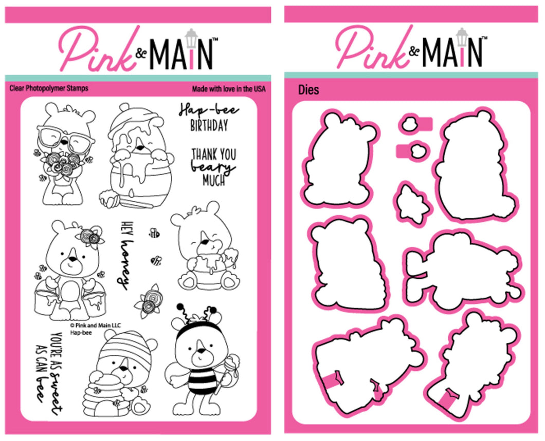 Pink and Main - Hap-Bee - Stamp Set and Die Set Bundle