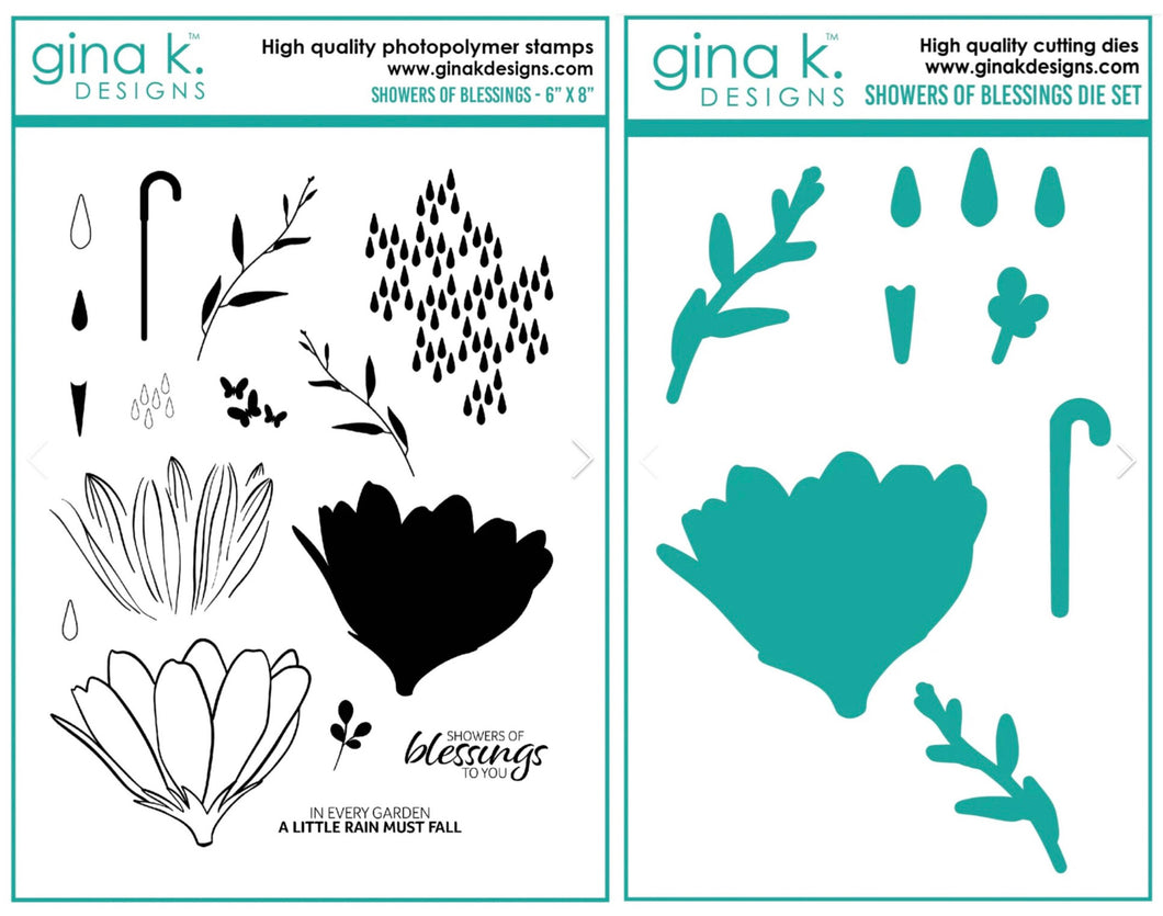 Gina K Designs - Showers of Blessings - Stamp Set and Die Set Bundle
