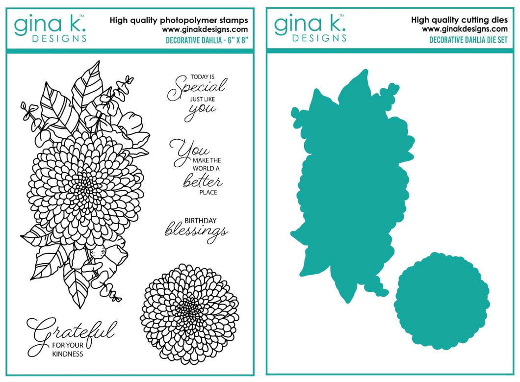 Gina K Designs - Decorative Dahlia - Stamp Set and Die Set Bundle