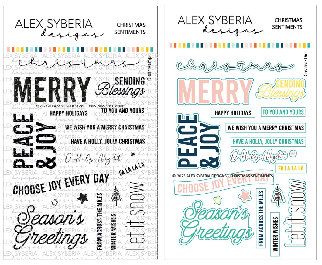 Alex Syberia Designs - Christmas Sentiments - Stamp Set and Die Set Bundle