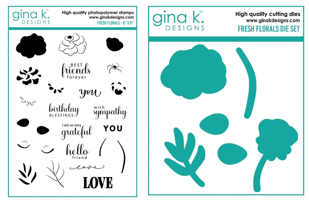 Gina K Designs - Fresh Florals - Stamp Set and Die Set Bundle