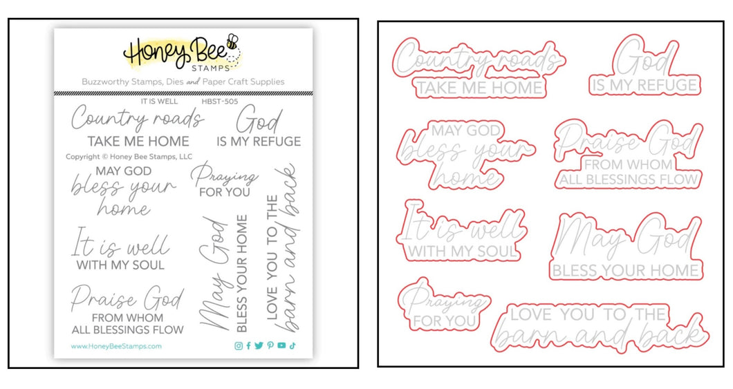 Honey Bee Stamps - It Is Well - Stamp Set and Die Set Bundle