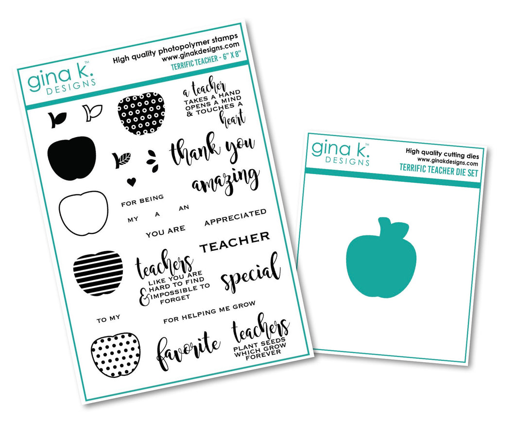 Gina K Designs - Terrific Teacher - Stamp Set and Die Set Bundle