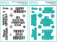 Gina K Designs - Festive Phrases - Stamp Set and Die Set Bundle