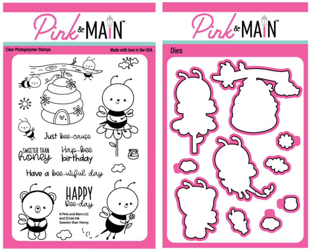 Pink and Main - Sweeter Than Honey - Stamp Set and Die Set Bundle