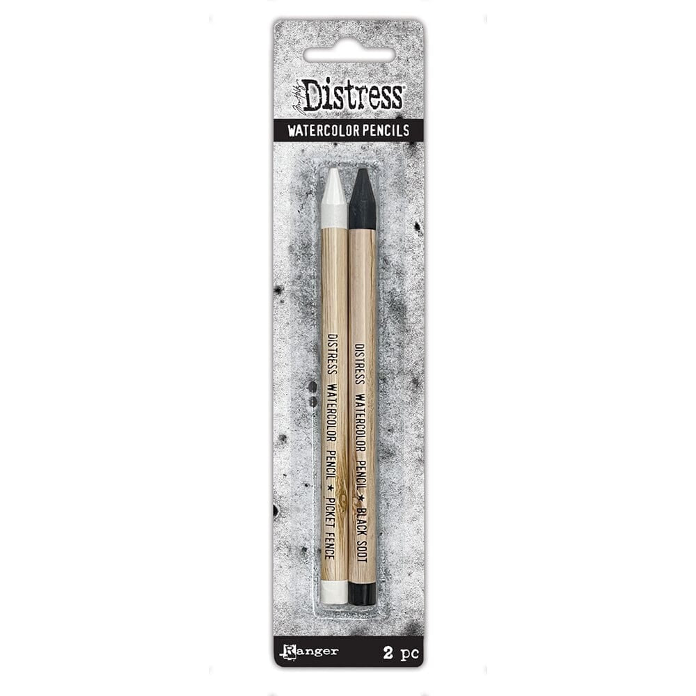 Tim Holtz - Distress Watercolor Pencil 2/pack - Picket Fence & Black Soot