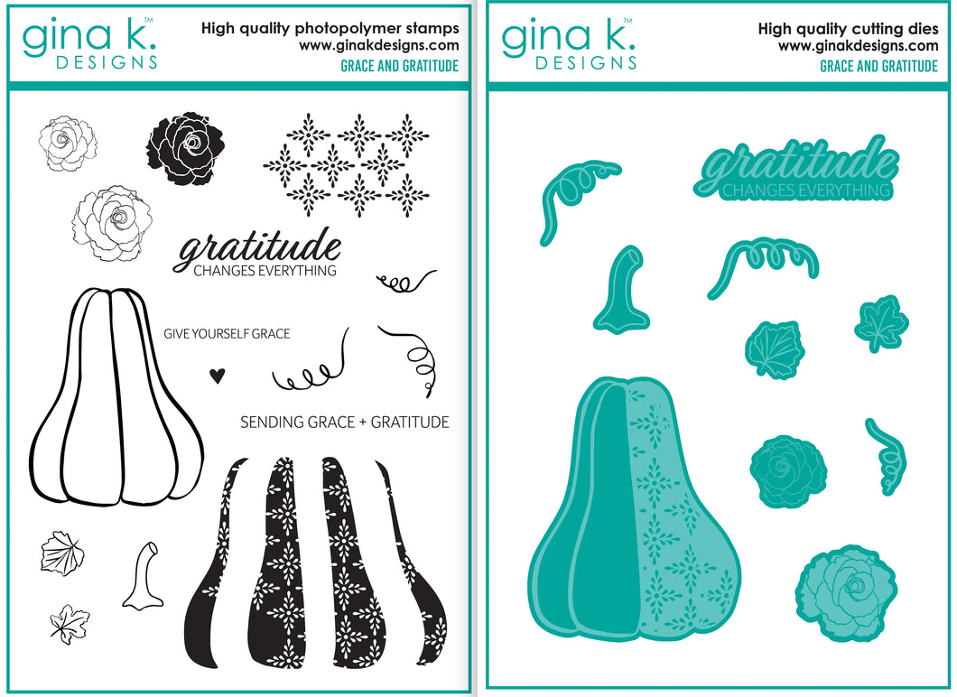 Gina K Designs - Grace and Gratitude - Stamp Set and Die Set Bundle