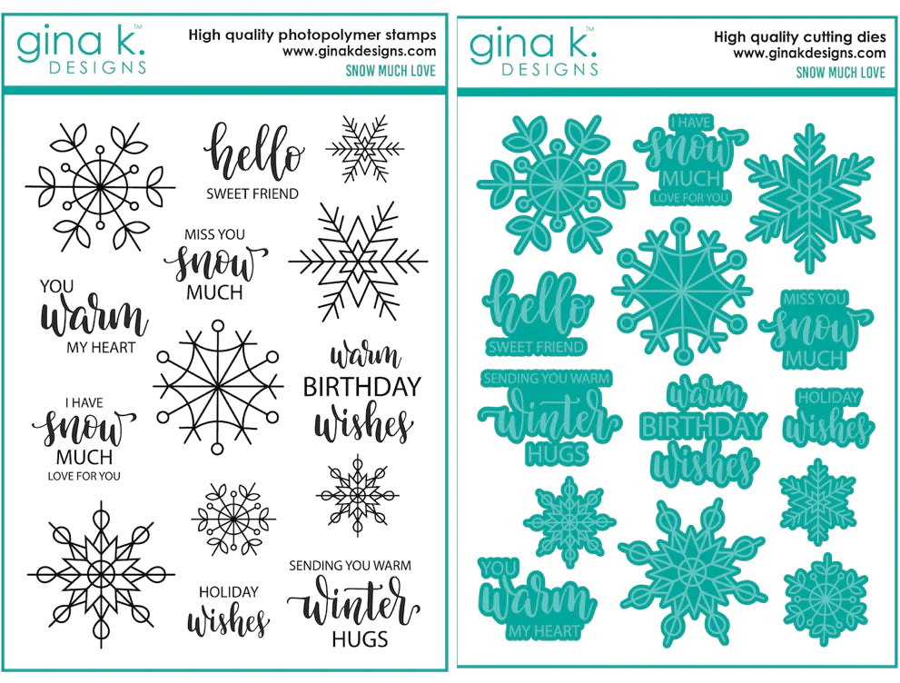 Gina K Designs - Snow Much Love - Stamp Set and Die Set Bundle