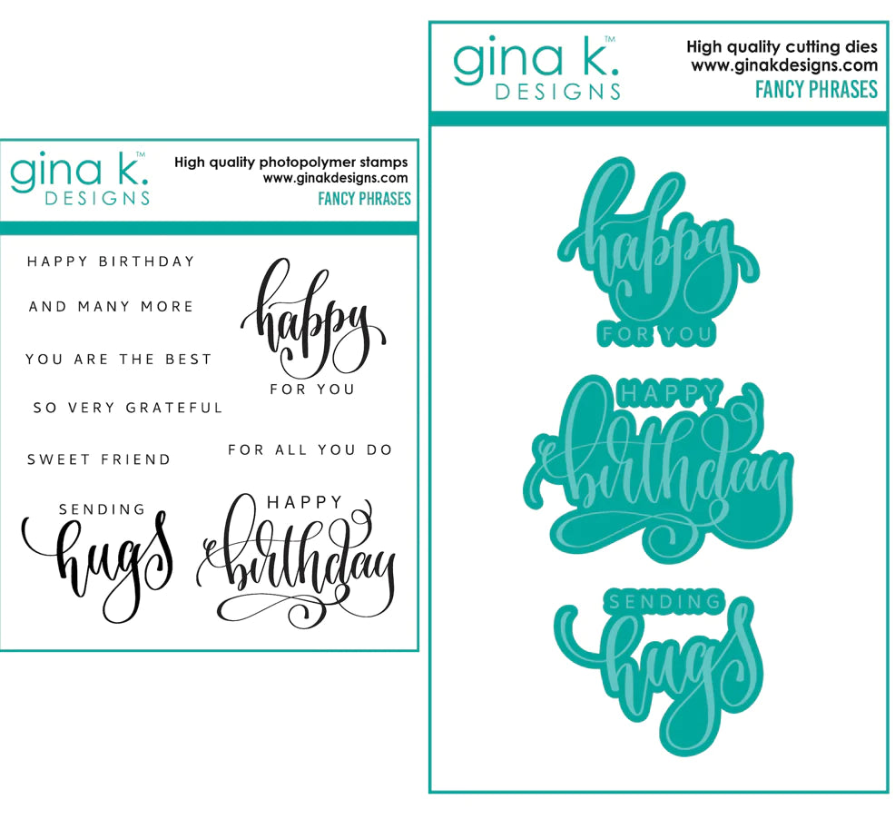 Gina K Designs - Fancy Phrases - Stamp Set and Die Set Bundle
