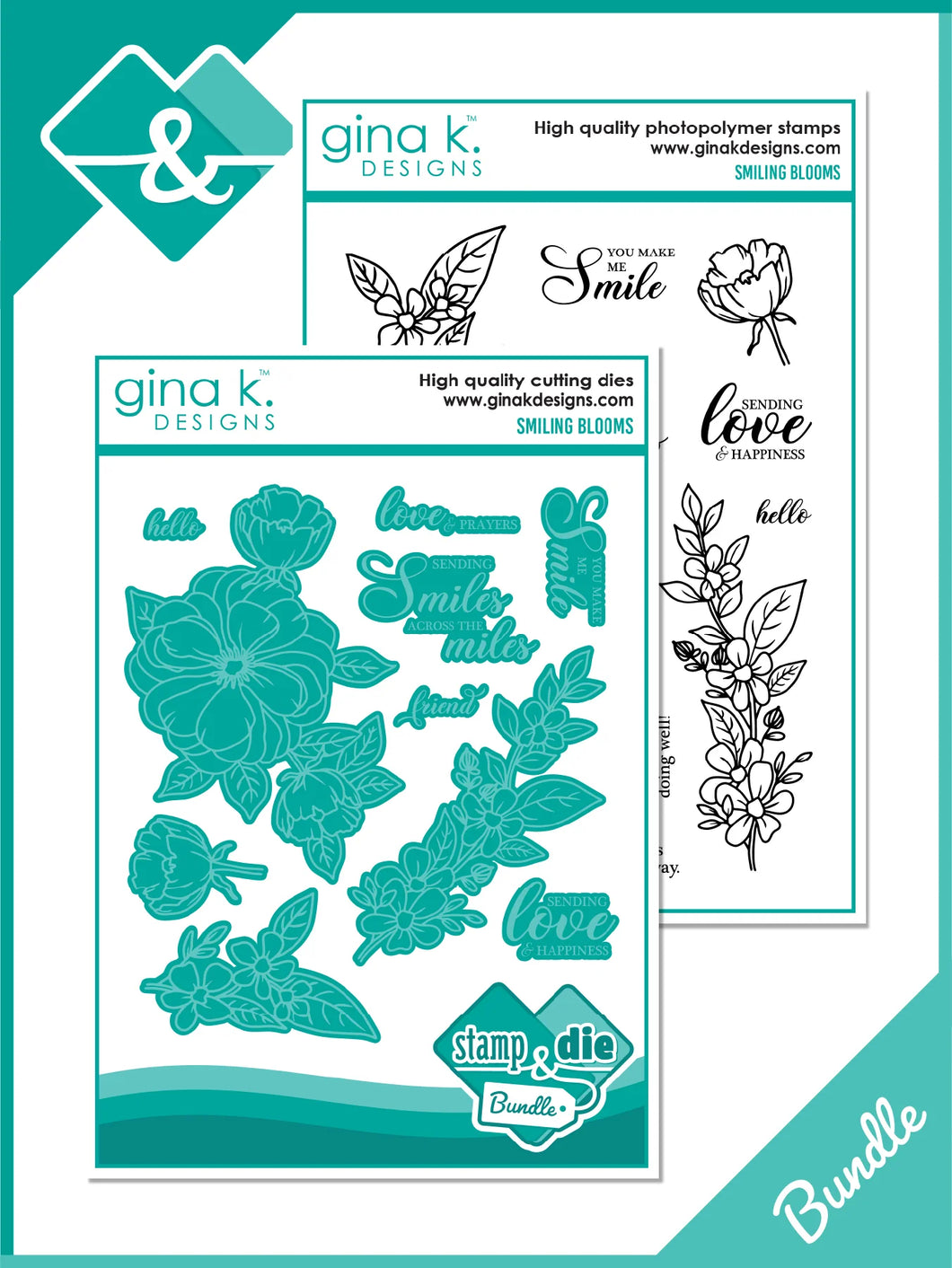 Gina K Designs - Smiling Blooms - Stamp Set and Die Set Bundle