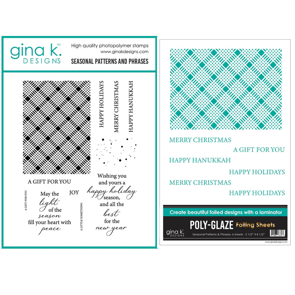 Gina K Designs - Seasonal Patterns - Stamp Set and Poly-Glaze Bundle