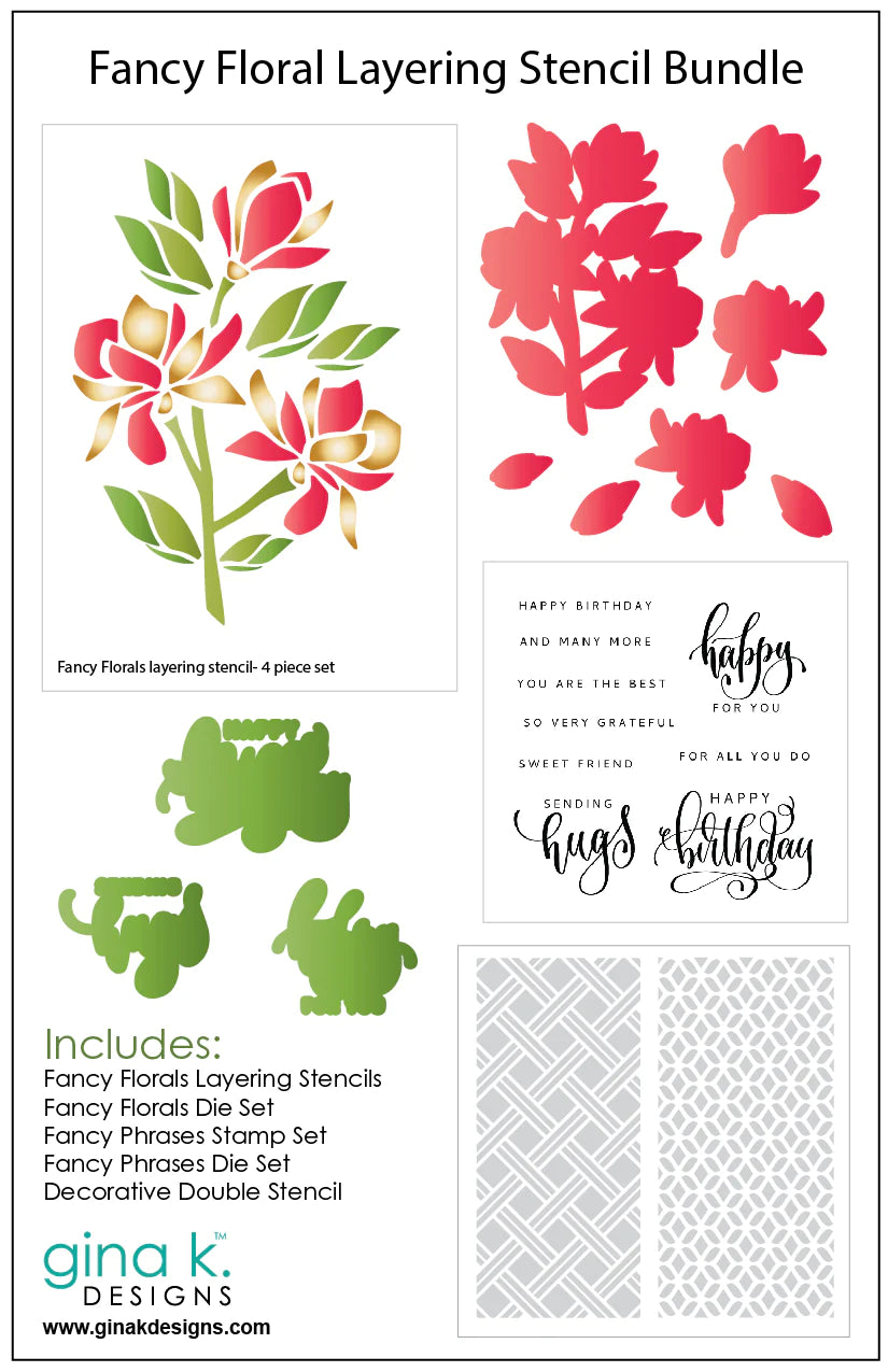 Gina K Designs - Fancy Floral Layering Stencil Bundle