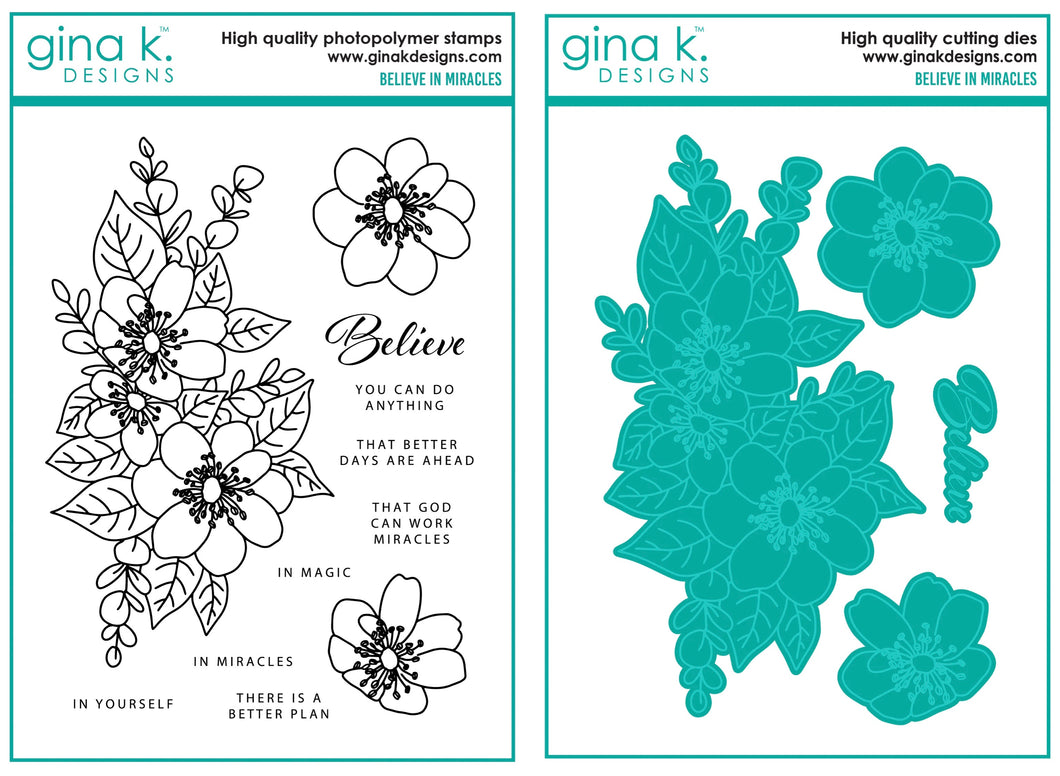 Gina K Designs - Believe in Miracles - Stamp Set and Die Set Bundle