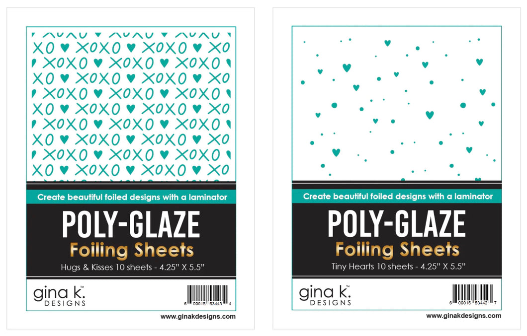 Gina K Designs - Poly-Glaze Foiling Sheets Bundle - Tiny Hearts and Hugs & Kisses