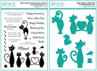 Gina K Designs - Cordial Cats - Stamp Set and Die Set Bundle