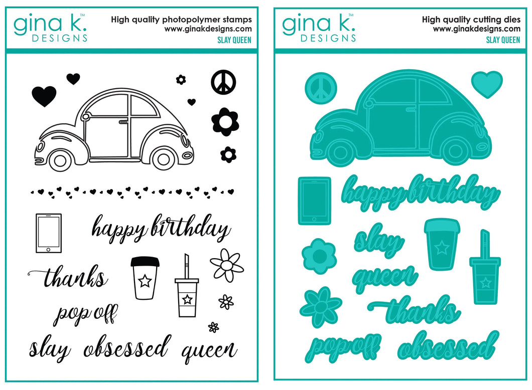 Gina K Designs Slay Queen - Stamp Set and Die Set Bundle