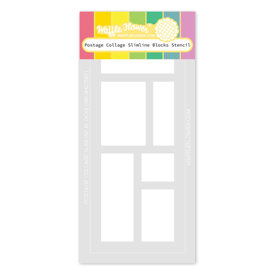 Waffle Flower - Postage Collage Slimline Blocks Stencil