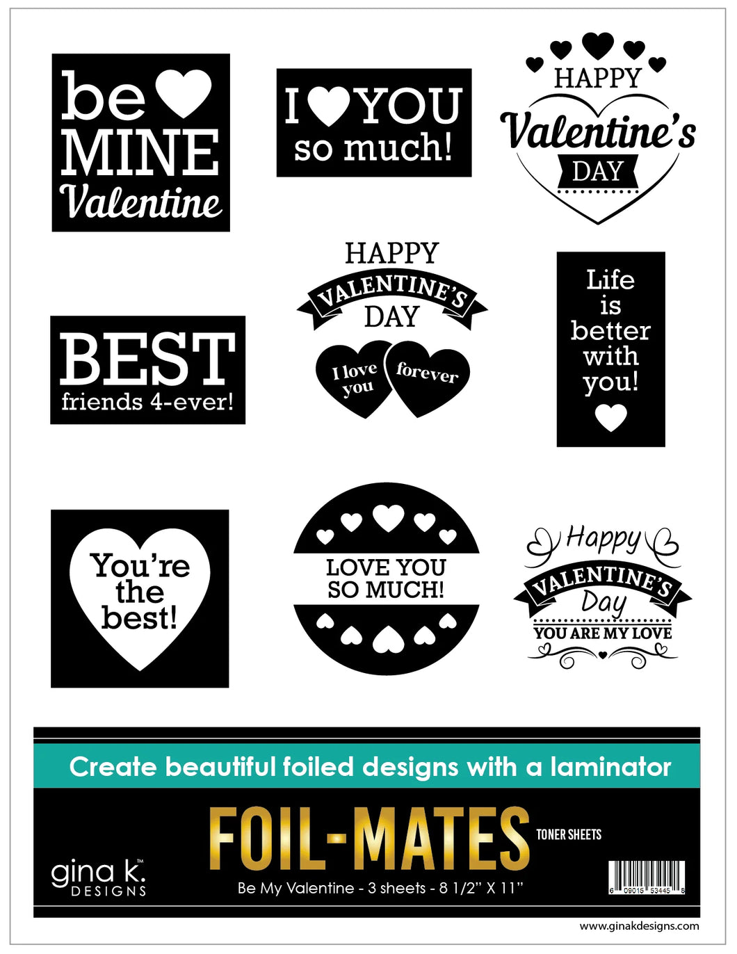Gina K Designs - Foil-Mates Toner Sheets - Be My Valentine