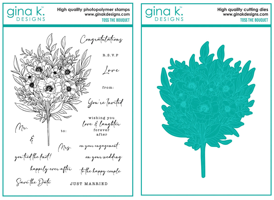 Gina K Designs - Toss the Bouquet - Stamp Set and Die Set Bundle