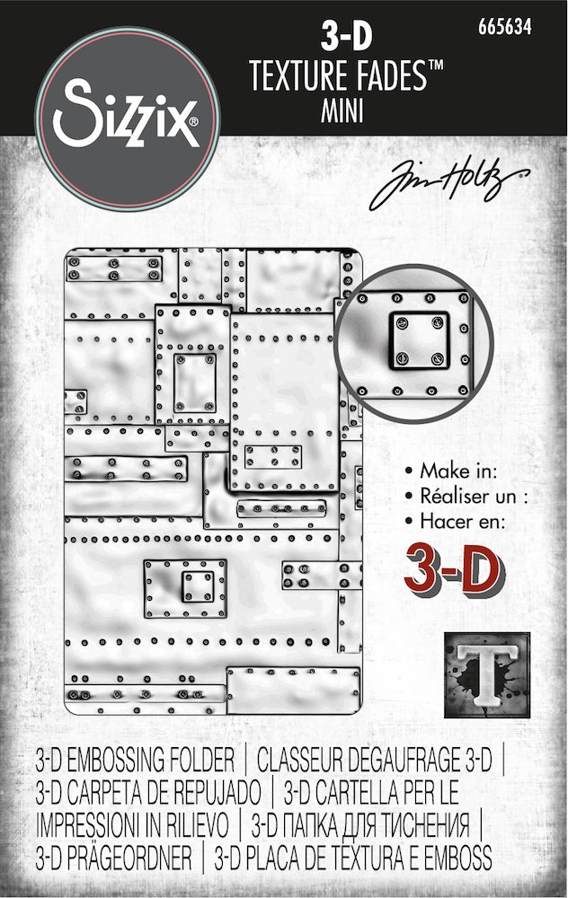 Sizzix - Tim Holtz -3D Texture Fades Embossing Folder - Mini Foundry